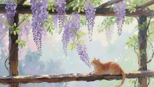 紫藤树下猫咪