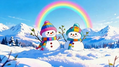 彩虹可爱小雪人