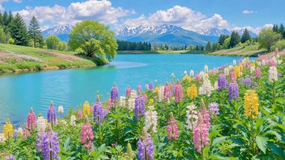 湖岸的春日童话