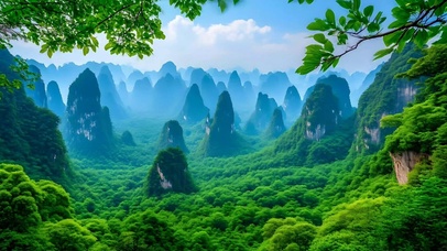 护眼绿色高山绿叶