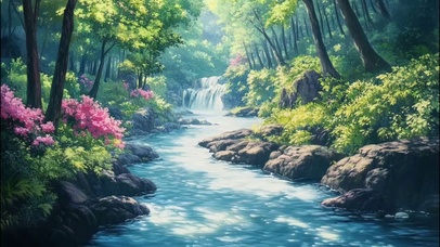 夏日山林静谧树林溪流