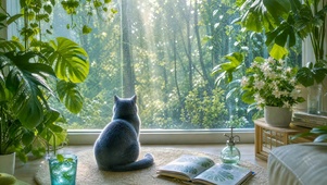 阳光花房里的小猫