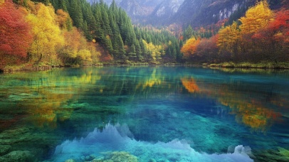 森林湖水