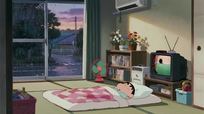 雨天饭后小憩的蜡笔小新