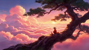 夕阳云海狐族少年