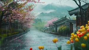 古镇细雨