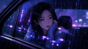 雨天车窗外霓虹