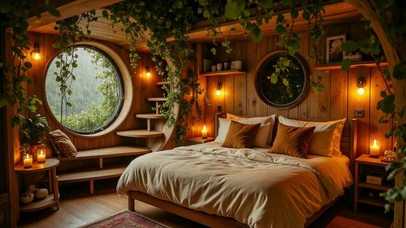 【雨景】温馨的木屋卧房