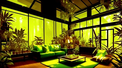 清新护眼绿植房间