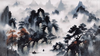 水墨山水AI壁纸