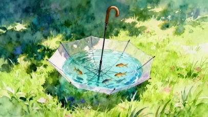 雨伞中的小鱼