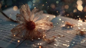 唯美微光书本凋零花朵