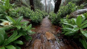 清新绿色雨林溪流