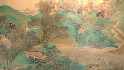 唯美大气国潮山水画村庄