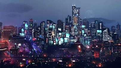 赛博朋克城市夜景