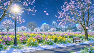 冬日路灯下小路