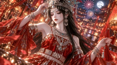 古风红衣华丽民族风美女