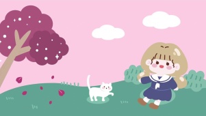 女孩和猫
