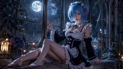 月夜蓝发女仆