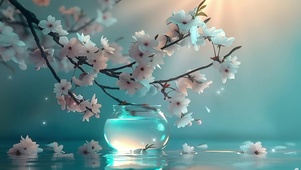 安静护眼花与水