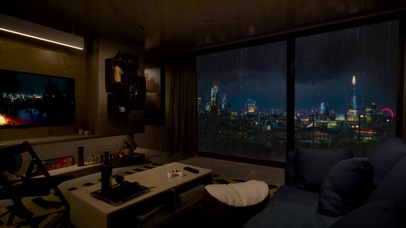 唯美雨天都市房间