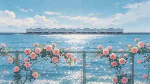 玫瑰海边列车