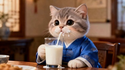 喝牛奶猫咪