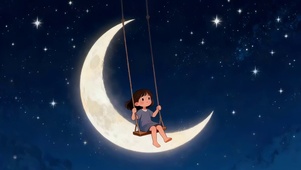 月亮荡秋千女孩