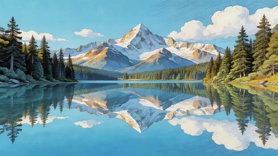 雪山倒影