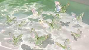 湖面绿色蝴蝶