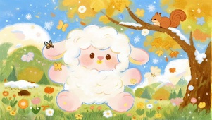 蝶舞林间的治愈小羊