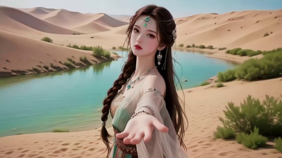 沙漠绿洲湖畔新疆美女2