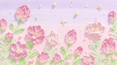 粉玫缀云，星落花田