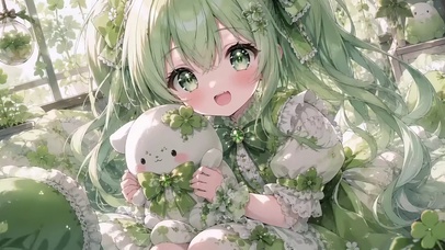 绿色系二次元可爱呆萌女