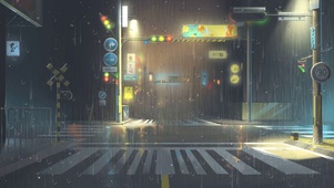 唯美雨天街道
