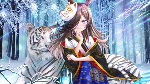 冬日白虎少女