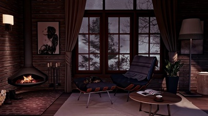 舒适小屋窗夜雨