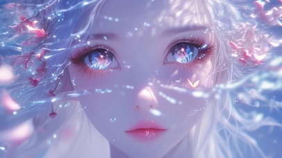 唯美水下眼睛里有星星