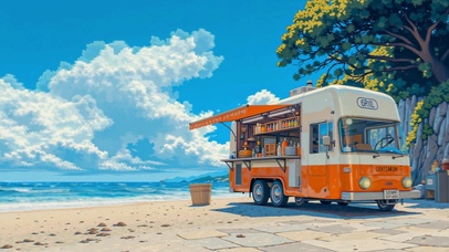 海边的快餐车