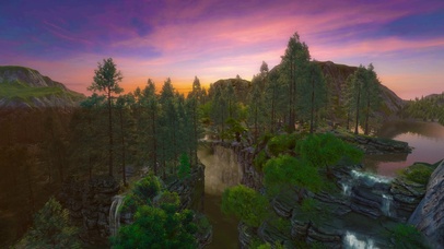 国风唯美黄昏树林瀑布