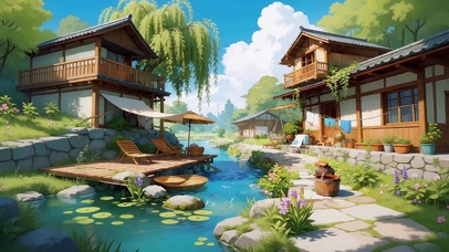 河流木屋小镇
