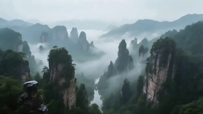俯瞰云雾群峰