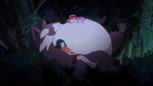 夜晚睡觉的龙猫