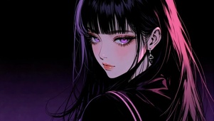 暗夜冷艳侧颜少女