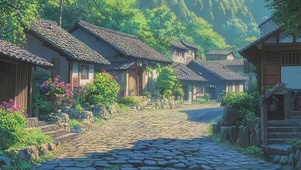 清新静谧春日山林古城