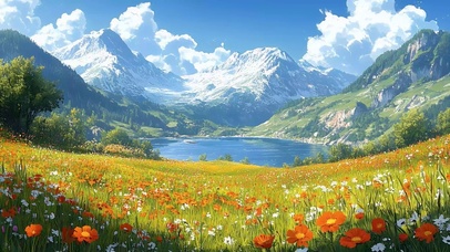 山川花海湖泊