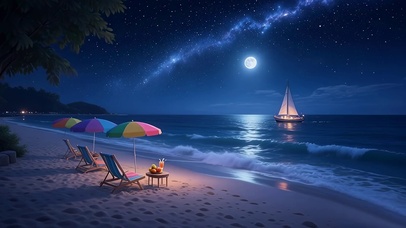 夜晚海边