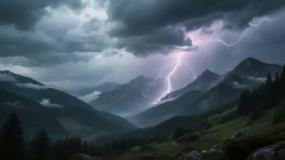 雷暴静谧山谷