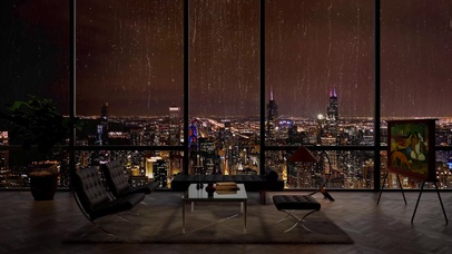 唯美都市雨天夜景