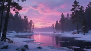 梦幻落日积森湖岸